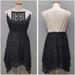 Free People Dresses | Free People Just Like Honey Black Lace Dress Handkerchief Drape Hem High Neck 12 | Color: Black | Size: 12