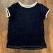 American Eagle Outfitters Tops | Aeo Sheer Navy Blue Tee, Size Medium | Color: Blue/White | Size: M