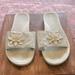 Michael Kors Shoes | Michael Kors , Cream Flower Slide, Size 8, Velcro Closure For Excellent Fit | Color: Cream | Size: 8