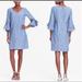 J. Crew Dresses | J. Crew Chambray Ruffle Tie-Sleeve V-Neck Short Dress 100% Cotton Size 2 | Color: Blue | Size: 2