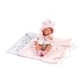 Llorens 1073898 Puppe Nica, mit blauen Augen und festem Körper, Badepuppe inkl. rosa Outfit, Schnuller und weicher Decke, 40cm