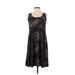 Ellen Parker Casual Dress - A-Line: Black Animal Print Dresses - Women's Size Small