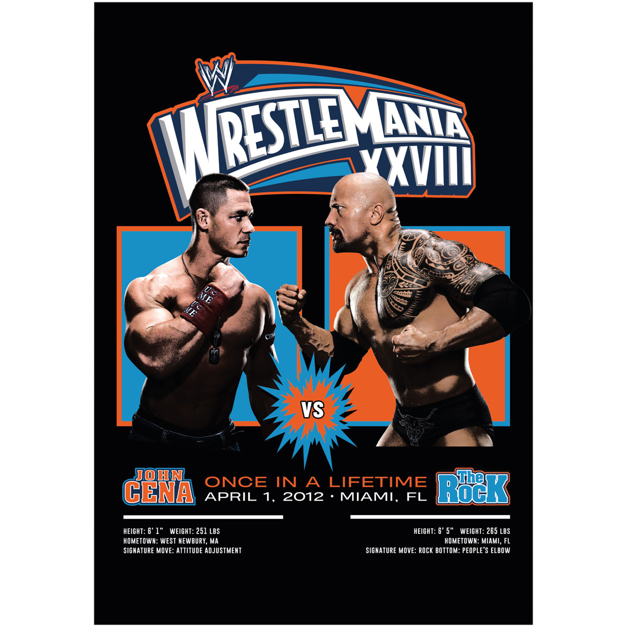 WWE John Cena The Rock WrestleMania Graphic Poster – ungerahmt A3 Image