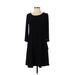 MSK Casual Dress - A-Line Scoop Neck 3/4 sleeves: Black Print Dresses - Women's Size Small