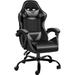 Inbox Zero Reclining Ergonomic PC & Racing Gaming Chair w/ Fireproof Certification Leather in Gray/Black | 48.25 H x 26.5 W x 24.5 D in | Wayfair