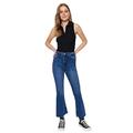 Trendyol Women's Damen Gerade Fackel Hohe Taille Jeans, Dark Blue, 42