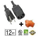 12 ft Long Power Cord for VIERAÂ® LCD HDTVs TC-L32X30 + 3 Outlet Grounded Power Tap