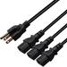 Computer Power Splitter Cord NEMA 5-15P to 3X C13 - C13 Y-Cable Power Cord Y Splitter Cable - Power 3 Monitors at Once (6ft/2m 5-15P to 3XC13)