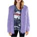 Lovskoo 2024 Womens Winter Coats Faux Fur Jacket Thick Warm Long Sleeve Open Front Cardigan Long Round Neck Jacket Purple