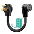 CircleCord Dryer Adapter 4 Prong to 3 Prong Dryer Cord Convert NEMA 10-30P Plug to 14-30R Receptacle 120V/240V 30 Amp 10 AWG STW 1.5FT with Safety Ground Wire