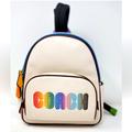 Coach Bags | Coach Mini Court Backpack With Rainbowcoach Ca624 100% Authentic Nwt | Color: Blue/White | Size: Os