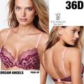 Victoria's Secret Intimates & Sleepwear | 36d Victoria’s Secret Dream Angels Pink Bra Maroon Lace Overlay Push Up | Color: Pink/Red | Size: 36d