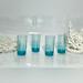 Anthropologie Dining | Aqua Blue Glass Water Tumblers -Set Of 4 | Color: Blue | Size: 5.5” H X 2.75” W