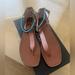 J. Crew Shoes | J Crew Flat Beaded Ankle Sandals, Euc, Size 9.5 | Color: Blue/Brown | Size: 9.5