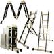 Excel Aluminium Rungs Combination Ladder 4 x 3 Tread Multipurpose 12 Tread 3.5m Heavy Duty with 2 Scaffold Platforms