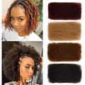 FASHION IDOL Afro Kinkys Bulk Human Hair for Dreadlock Extensions 16 Inches 3 Packs 150 Gram Wine Red Loc Repair Afro Kinky Braiding Human Hair for Locs 5.3 Oz