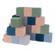 KiddyMoon Soft Foam Velvet Cubes Building Blocks 14Cm For Children Montessori Toy For Babies, Certified Made In EU, 24 Pieces, Cubes:Lagoon Turquoise-Forest Green-Desert Pink-Ice Blue-Grey Mountains