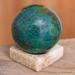 Winston Porter Rayo World Chrysocolla & Jasper Gemstone Sculpture Stone in Brown/Gray/Green | 2.8 H x 2.8 W x 5.75 D in | Wayfair