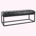 Latitude Run® Lubbert Faux Leather Metal Bench Faux Leather/Upholstered/Leather/Metal in Black/Brown | 20.08 H x 53.54 W x 18.9 D in | Wayfair