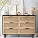 Bay Isle Home™ 6-drawer Rattan Dresser 6 - Drawer Dresser Wood in Black/Brown | 29.53 H x 43.31 W x 15.75 D in | Wayfair