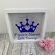 Girl's Little Princess Money Box Frame, Personalised Name Princess Crown, Silver Glitter background Saving fund Baby Girl Newborn Keepsake