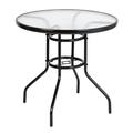 GZXS 31.5 Outdoor Dining Table Round Tempered Glass Top Steel Frame with 1.8 inch Umbrella Hole All Weather Patio Side Table for Backyard Lawn Balcony Poolside or Garden