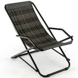 Costway 1 PC Patio Folding Rattan Sling Chair Rocking Lounge Chaise Armrest Garden Portable