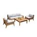Noida 4 Pc Sofa Set: Sofa 2 Lounge Chairs & Coffee Table With Cushions in Sunbrela Fabric #42102-0002 Nurture Pebble