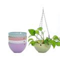 Hanging Planters Set of 5 Flower Pots Indoor Outdoor Planting or Storage Succulent Plants or Water Plants Garden Planters for Plants Self-Watering Flower Pot Container -with Chain(5 Colors) F114186