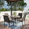 VICLLAX 5 Pieces Patio Dining Set Weather-Resistance Outdoor Furniture with 1 Patio Metal Round Table and 4 Outdoor Textilene Patio Chairs for Patio Lawn Garden Backyard Light Grey Tabletop