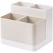 Desktop Storage Organizer Pencil Card Holder Box Container for Desk Office Supplies Vanity Table White+tan F80164