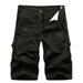 VSSSJ Mens Outdoor Shorts Oversized Fit Solid Color Zipper Multi-Pockets Button Elastic Waist Cargo Shorts Athletic Durable Bike Shorts Black XXXXXL