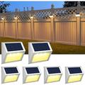 Solar Outdoor Lights Solar Deck Lights Solar Powered Outdoor Lights Waterproof Outside Lights for Garden Backyard Patio Yard Fence Post Stair Step Wall Railing Lighting Cool Light 6 Pack