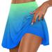Olyvenn Summer Women s Summer Pleated Tennis Skirts Athletic Stretchy Short Yoga Fake Two Piece Trouser Skirt Shorts Workout Trendy Women 2023 Light Blue 8