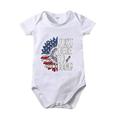 Rovga Baby Girl Bodysuits And Independence Day Cartoon Print Floral Just Here To Bangs Short Sleeved Crawl Clothes 1 To 10 Years Old Children