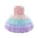 QIPOPIQ Clearance Girls Outfits Toddler Girls Gradient Color Net Yarn Mesh Flowers Birthday Party Kids Formal Princess Dresses