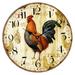 JNANEEI Retro Wooden Wall Clock Owl Rooster Vintage Rustic Non-Ticking Silent Quiet Home Office Kitchen Nursery Living Room Bedroom Decor