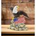 Ceramic Bald Eagle with American Flag Figurine Home Decor Independence Day Decor July 4th