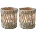 Pack 2 Wicker Woven Tea Light Candle Holder Decorative Handcraft Woven Votive Candle Holder Rustic Vintage Seagrass Glass Votive Candle Holders for Dining Table Kitchen DÃ©cor