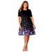 Plus Size Women's Ponte Flare Dress by Jessica London in Purple Garden Border (Size 36 W)