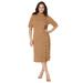 Plus Size Women's Button Front Sweater Dress by Jessica London in Brown Maple (Size 14/16)