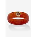 Women's .30 Tcw 10K Gold Garnet And Genuine Red Jade Yellow Gold Band Ring by PalmBeach Jewelry in Red (Size 6)