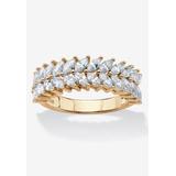 Women's 2.60 Cttw. Marquise-Cut Cubic Zirconia Gold-Plated Silver Leaf Anniversary Ring by PalmBeach Jewelry in Gold (Size 7)