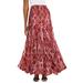 Plus Size Women's Flowing Crinkled Maxi Skirt by Jessica London in Rich Burgundy Snake (Size 20) Elastic Waist 100% Cotton