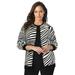 Plus Size Women's Fine Gauge Cardigan by Jessica London in Black Ivory Zebra (Size 34/36) Sweater