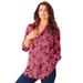 Plus Size Women's Long-Sleeve Kate Big Shirt by Roaman's in Burgundy Lavish Paisley (Size 18 W) Button Down Shirt Blouse