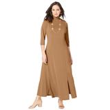 Plus Size Women's Mockneck Slit Maxi Dress by Jessica London in Brown Maple (Size 28 W)