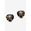 Women's Genuine Onyx Cubic Zirconia Accent Gold-Plated Heart Earrings by PalmBeach Jewelry in Black