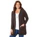 Plus Size Women's Marled Sweater Cardigan by Catherines in Coffee Bean (Size 3X)