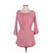 Romeo & Juliet Couture Romper Scoop Neck 3/4 sleeves: Pink Print Rompers - Women's Size Medium